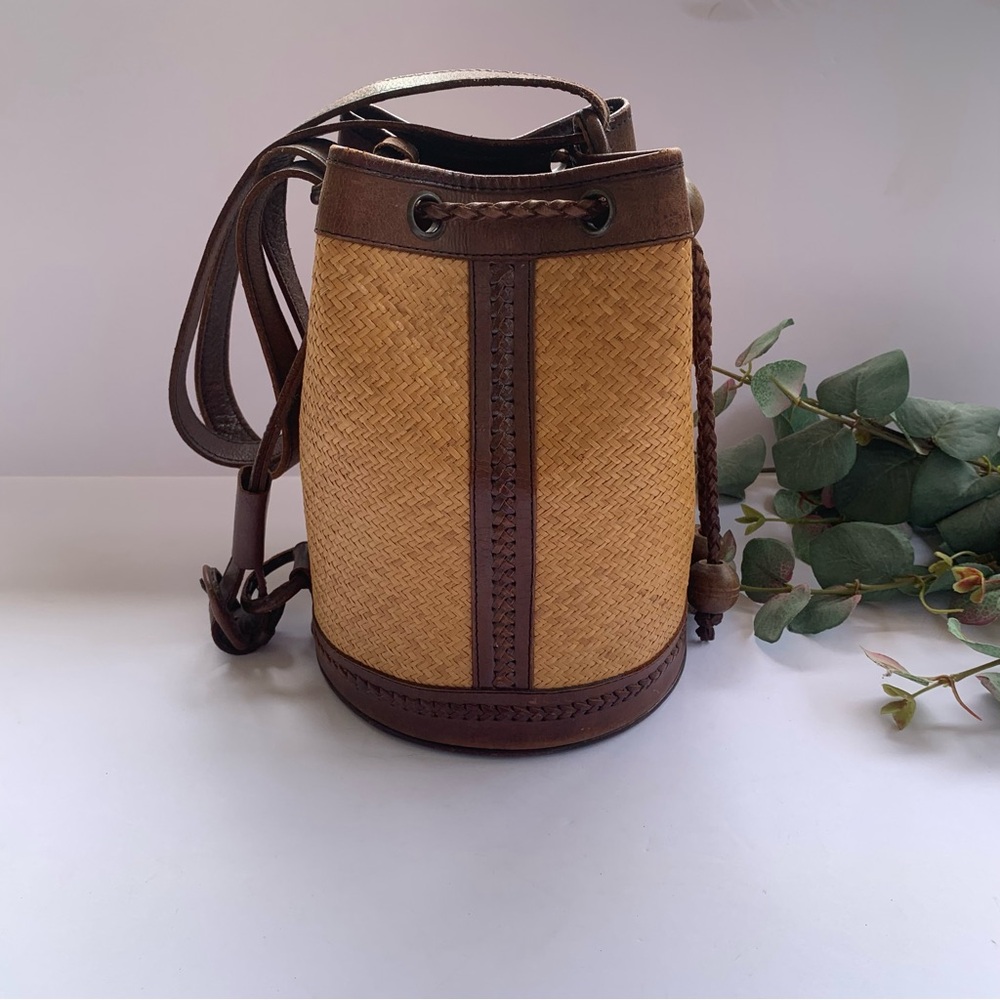 Vintage Talbots Wicker/Leather Bucket Bag